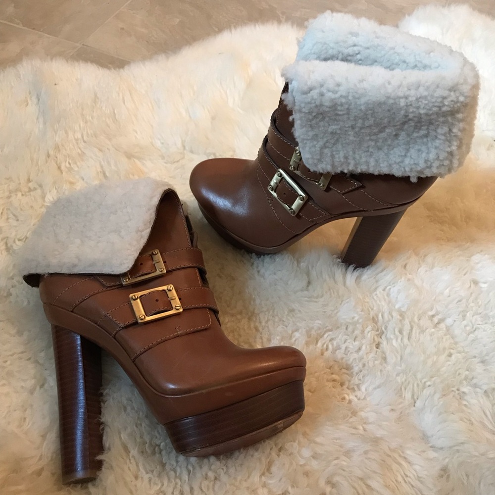 Rachel Zoe High Heel Brown Leather Boots, Size 7!
